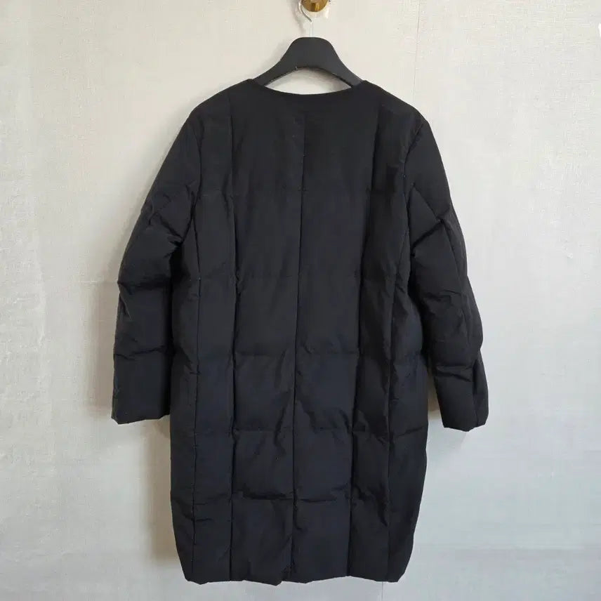 [BUNJANG] Long Black Collarless Padded Coat F / 여성 블랙 노카라  롱패딩 F