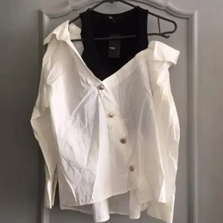 [BUNJANG] Majue Layered Shirt Blouse (Size 0) / 마쥬 레이어드 언발 셔츠 블라우스 새상품 0사이즈