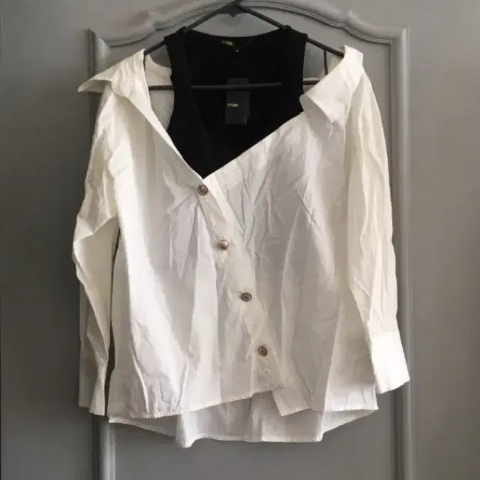 [BUNJANG] Majue Layered Shirt Blouse (Size 0) / 마쥬 레이어드 언발 셔츠 블라우스 새상품 0사이즈