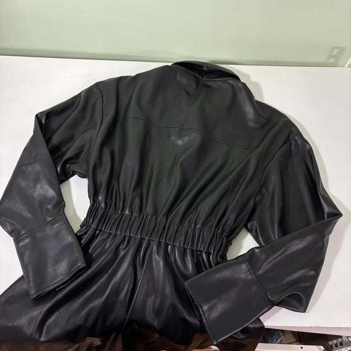 [BUNJANG] Women's Zara Black Robe Shirt Leather Jacket / 우먼S 자라 블랙 로브 셔츠 가죽자켓