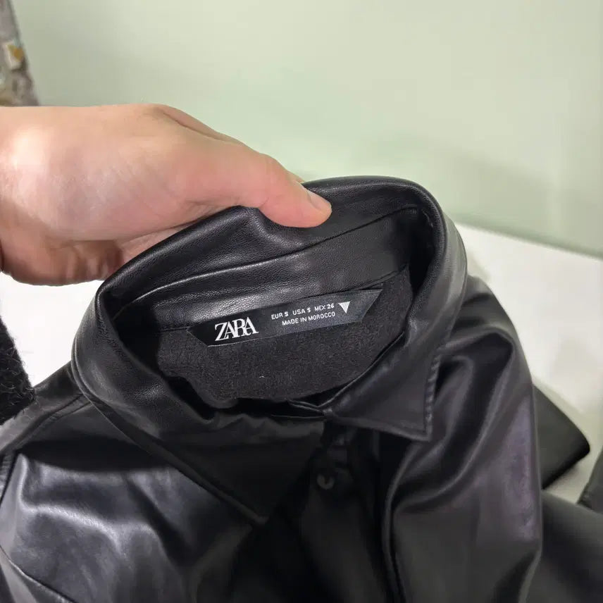 [BUNJANG] Women's Zara Black Robe Shirt Leather Jacket / 우먼S 자라 블랙 로브 셔츠 가죽자켓