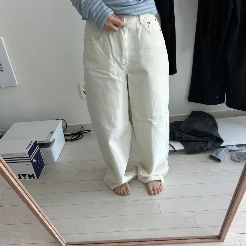 [BUNJANG] Cream Jeans / 에이블리 봄 크림진 청바지 면바지 여자