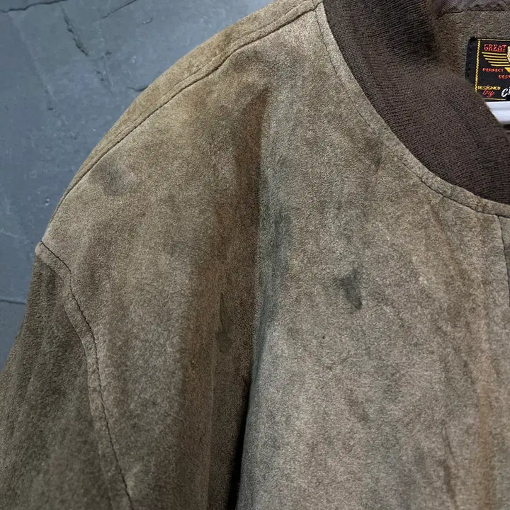 [BUNJANG] Crackers Vintage Leather Bomber Jacket / [L] Crackers 빈티지 돈피 봄버 가죽 자켓