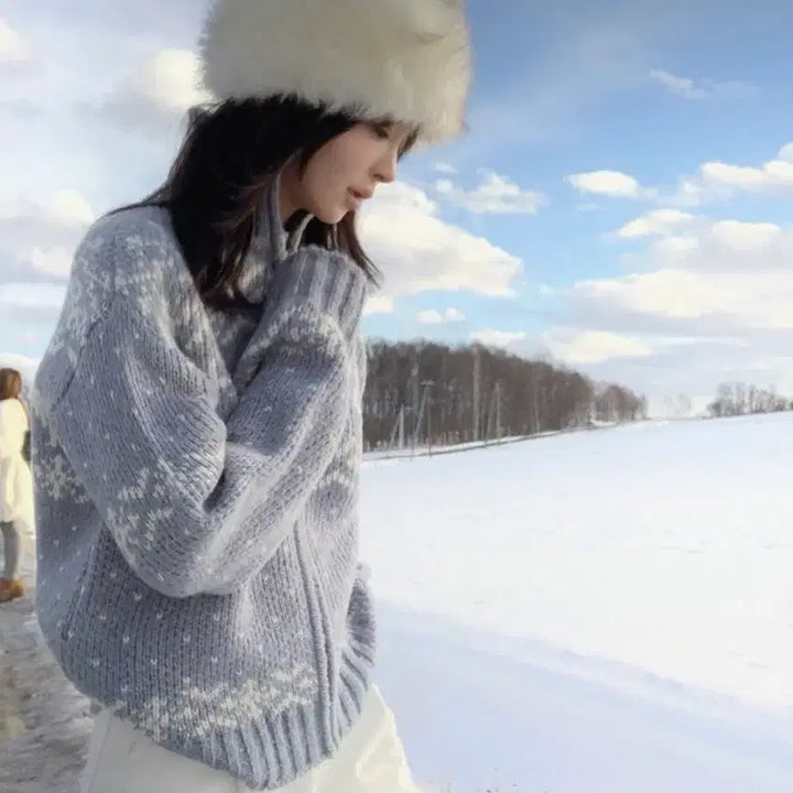 [BUNJANG] Slow and Cowichan Snow Knit Zip-up / 슬로우앤드 코위찬 스노우 니트집업
