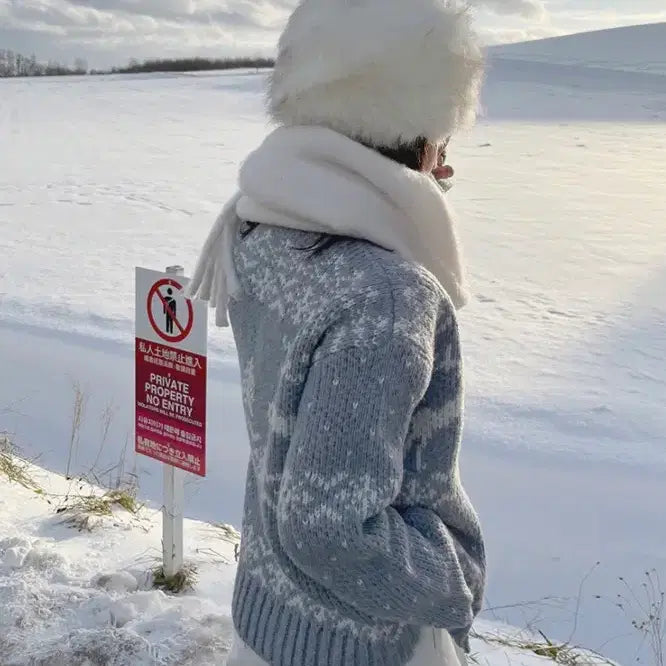 [BUNJANG] Slow and Cowichan Snow Knit Zip-up / 슬로우앤드 코위찬 스노우 니트집업