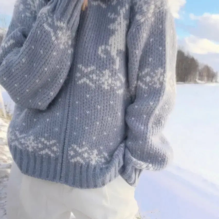 [BUNJANG] Slow and Cowichan Snow Knit Zip-up / 슬로우앤드 코위찬 스노우 니트집업