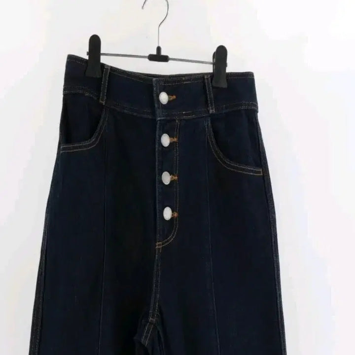 [BUNJANG] GU Button Denim Wide Pants M / GU버튼 데님 와이드 팬츠M