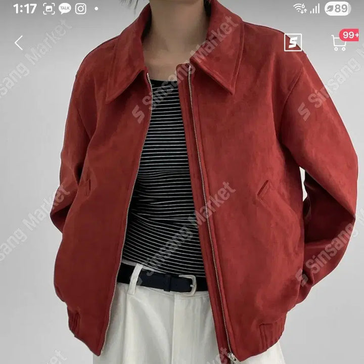 [BUNJANG] Suede Blouson Jacket / 스웨이드 블루종 자켓(새상품)번장특가