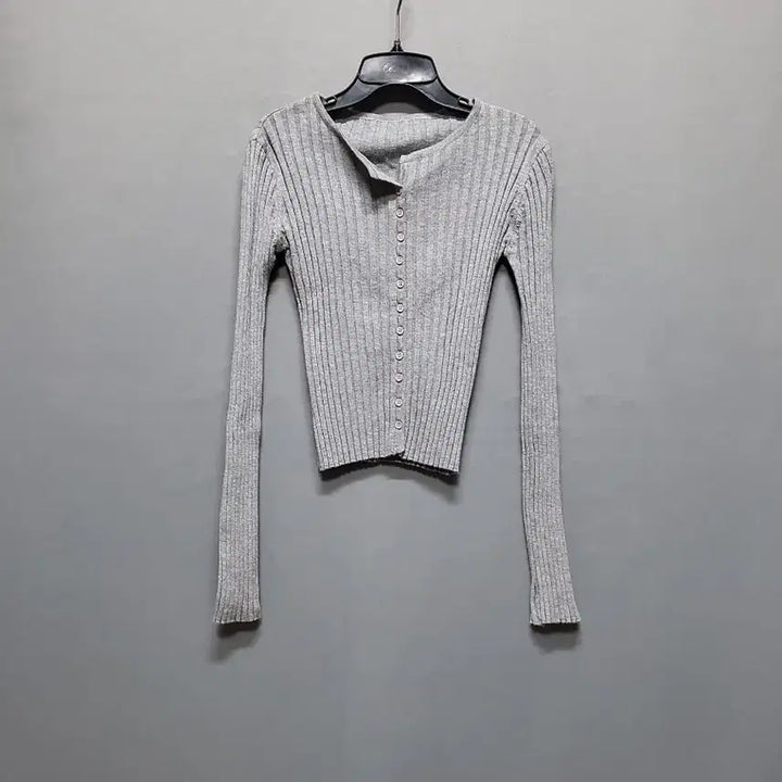 [BUNJANG] Ribbed Button Knit / 골지 단추 니트