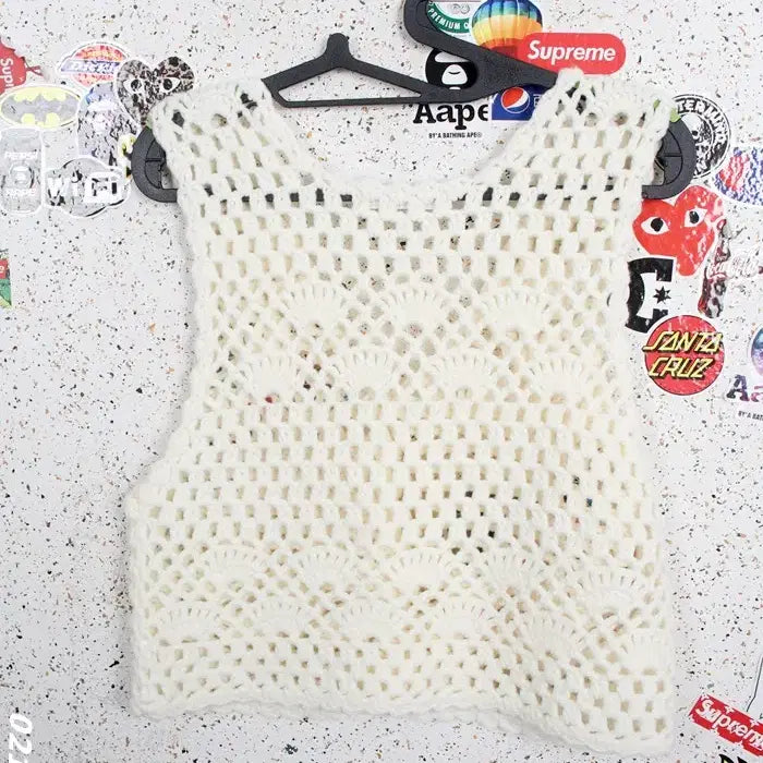 [BUNJANG] Again.us Lace Punching Vest / 여성55/ again.us 레이스 펀칭 조끼 21-53