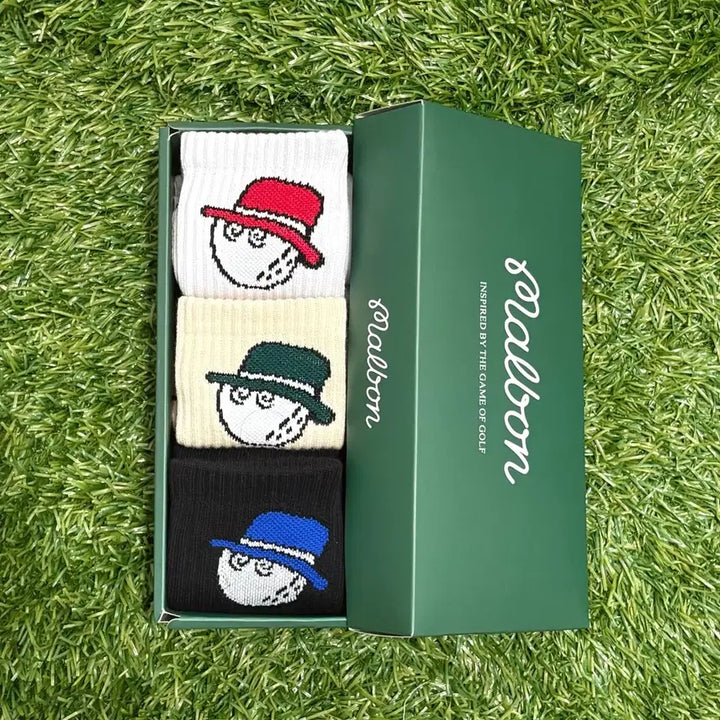 [BUNJANG] Malbon Golf Socks (3-Pack) / 말본 중목 골프양말 3켤레 1세트