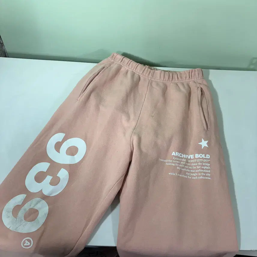 [BUNJANG] M Archive Bold 939 Pink Sweatpants / M 아카이브볼드 939 분홍 스웻팬츠