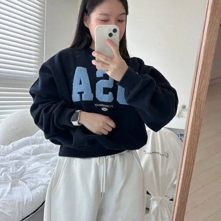[BUNJANG] A-bly Yanggimo Fleece Crop Sweatshirt - Grey / USA 에이블리 양기모 맨투맨 그레이 기모 크롭