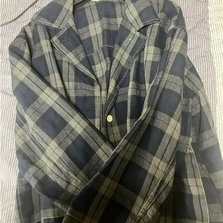 [BUNJANG] Vintage Check Shirt Cardigan Jacket Blazer / 빈티지 체크 남방 가디건 자켓 블레이저