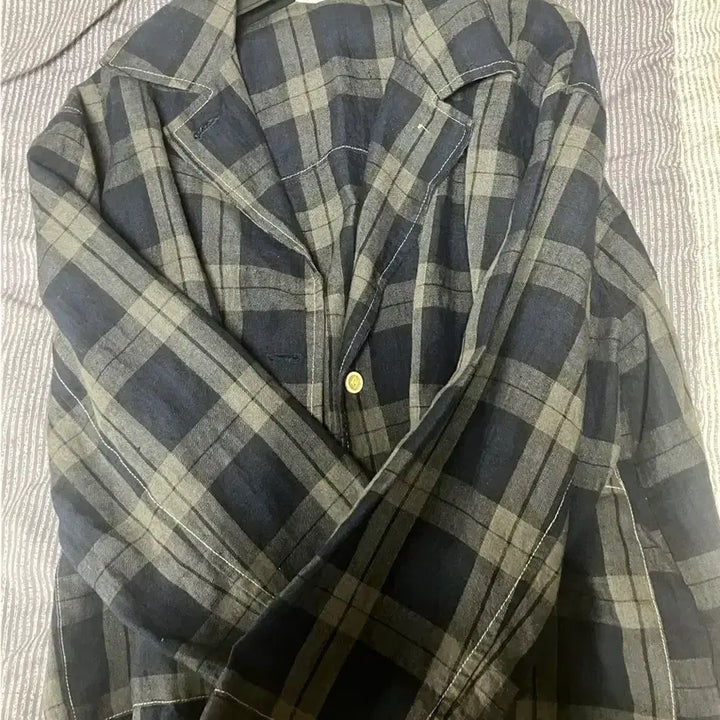 [BUNJANG] Vintage Check Shirt Cardigan Jacket Blazer / 빈티지 체크 남방 가디건 자켓 블레이저