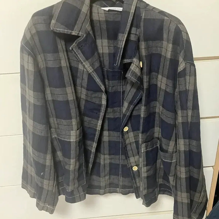 [BUNJANG] Vintage Check Shirt Cardigan Jacket Blazer / 빈티지 체크 남방 가디건 자켓 블레이저
