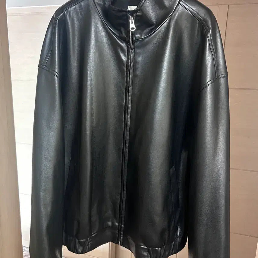 [BUNJANG] AMOMENTO High Neck Leather Jacket / 아모멘토 하이넥 레더자켓