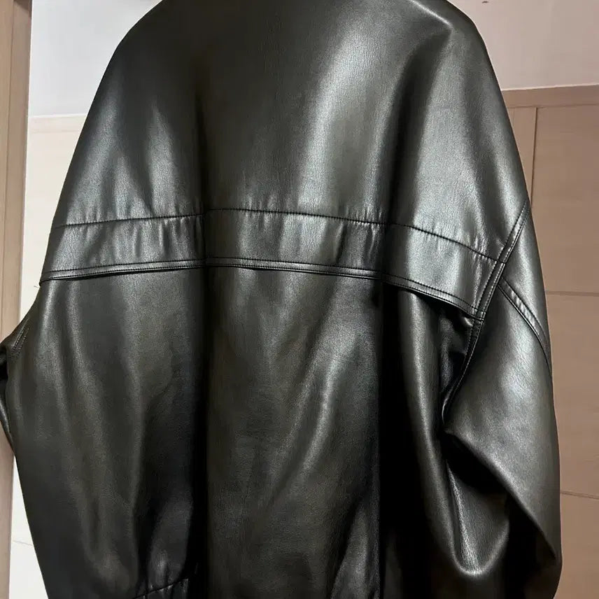 [BUNJANG] AMOMENTO High Neck Leather Jacket / 아모멘토 하이넥 레더자켓