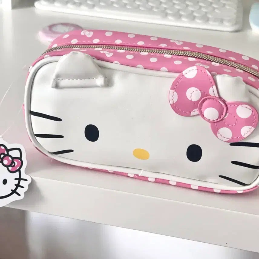 [BUNJANG] Hello Kitty Dot Pattern Pouch Pencil Case / 도트 키티 파우치 필통 일본정품 고전헬로키티 레트로