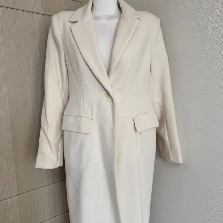 [BUNJANG] Ivory Long Coat / 새상품) 아이보리 원버튼 롱 코트