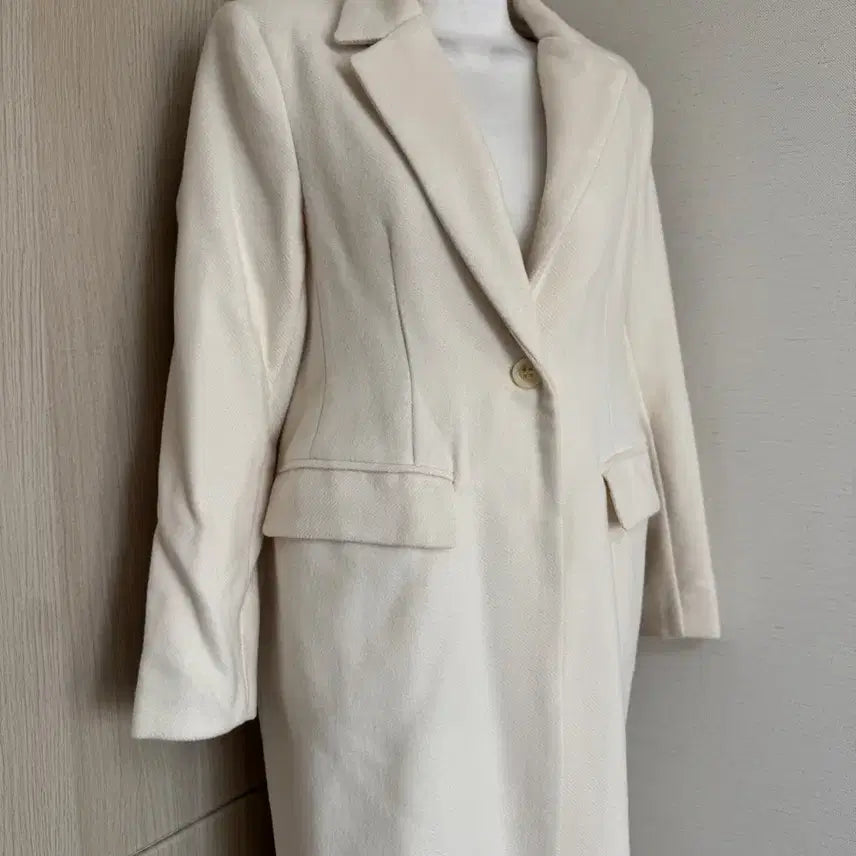 [BUNJANG] Ivory Long Coat / 새상품) 아이보리 원버튼 롱 코트