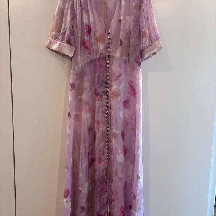 [BUNJANG] Flower Pattern Purple Long Dress / 플라워 패턴 퍼플 롱 원피스