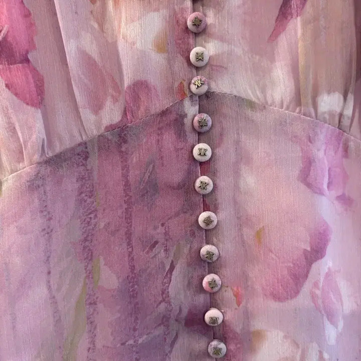 [BUNJANG] Flower Pattern Purple Long Dress / 플라워 패턴 퍼플 롱 원피스