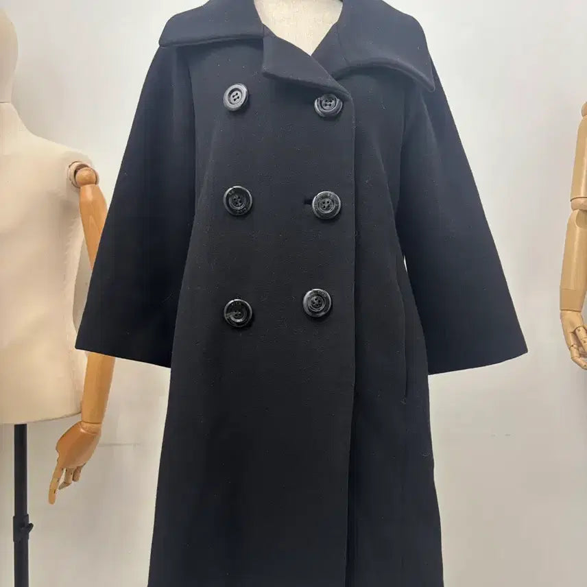 [BUNJANG] Maje Black Double Button Coat / 마쥬 블랙 더블 버튼 코트