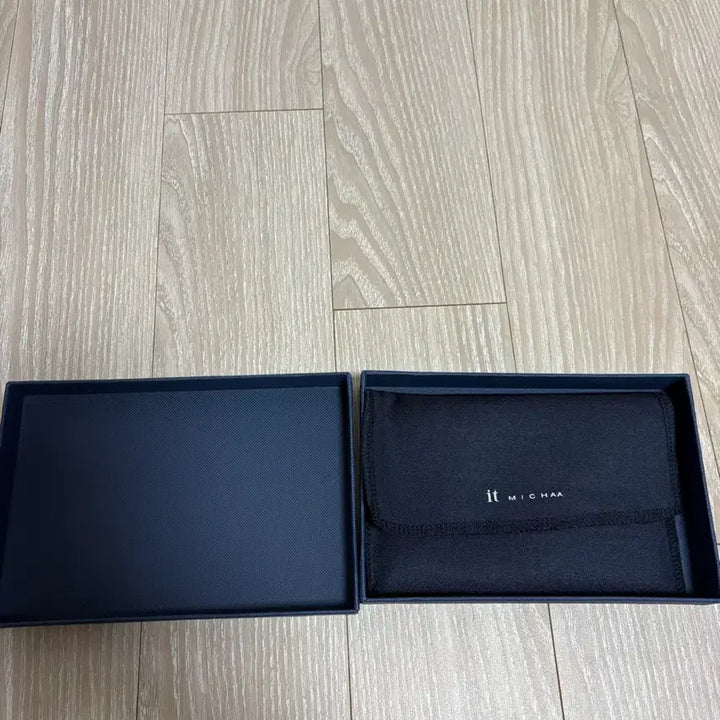 [BUNJANG] It MICHAA Navy Leather Card Wallet + Necklace Bundle Set / 잇미샤 네이비 가죽 카드지갑 + 목걸이 일괄