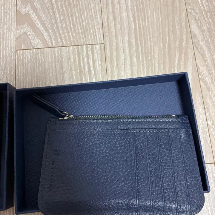 [BUNJANG] It MICHAA Navy Leather Card Wallet + Necklace Bundle Set / 잇미샤 네이비 가죽 카드지갑 + 목걸이 일괄
