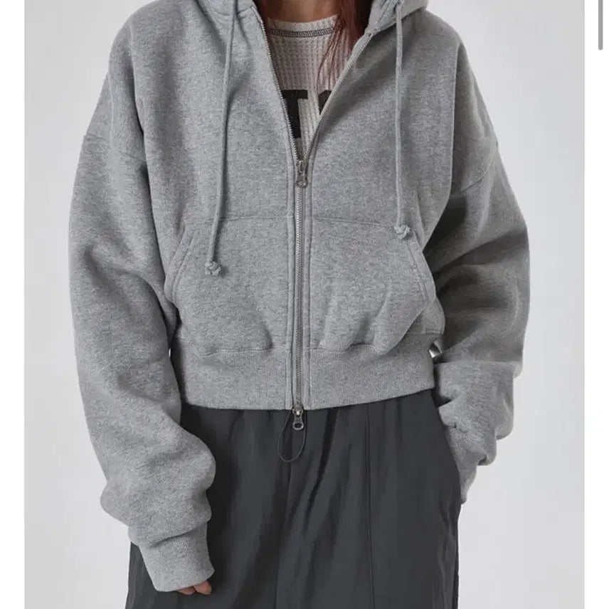 [BUNJANG] Black Up Merlot Two-Way Brushed Hoodie Zip-Up Gray / 블랙업 멜롯 투웨이 기모 후드집업 그레이
