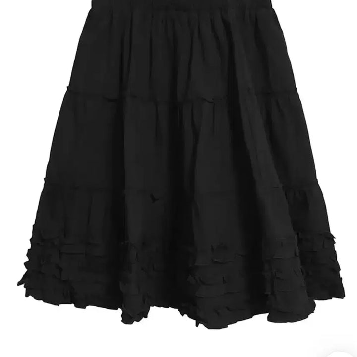 [BUNJANG] Ably Layered Frill Midi Skirt - Black / 에이블리 레이어드 프릴 캉캉 미들 스커트 블랙