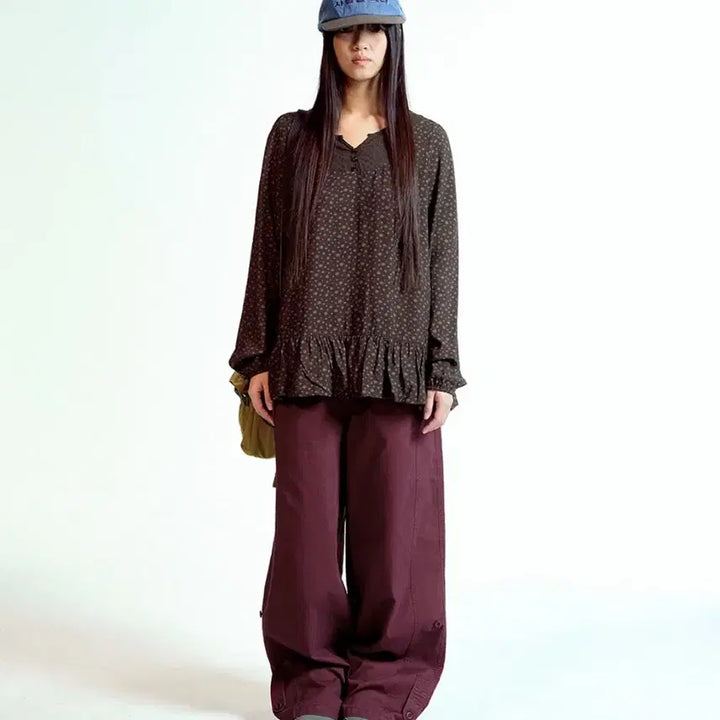 [BUNJANG] Koiseiyo Washed Button Tab Pants Wine / 코이세이오 워시드 버튼 탭 팬츠 와인