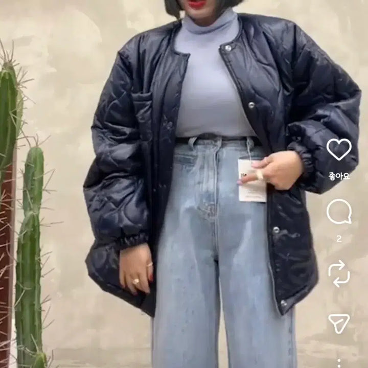 [BUNJANG] Jinbany Flowersseam Diamond Padding Jacket (Navy) / 진바니 꽃샘 다이아패딩(네이비)