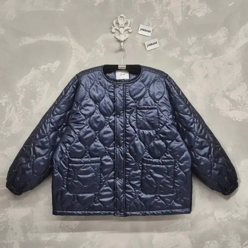 [BUNJANG] Jinbany Flowersseam Diamond Padding Jacket (Navy) / 진바니 꽃샘 다이아패딩(네이비)