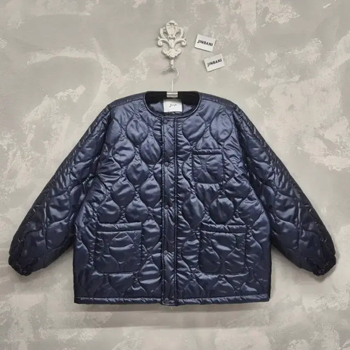 [BUNJANG] Jinbany Flowersseam Diamond Padding Jacket (Navy) / 진바니 꽃샘 다이아패딩(네이비)