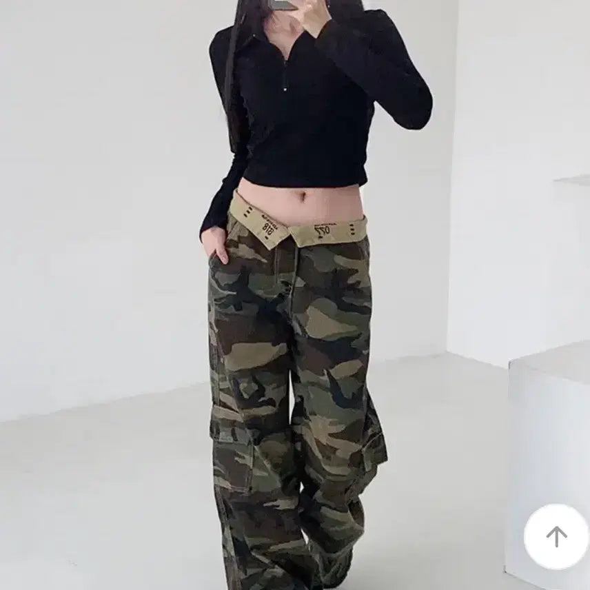[BUNJANG] Military Camo Y2K Wide Cargo Pants / 에이블리 밀리터리 카모 y2k 배색 와이드 카고팬츠
