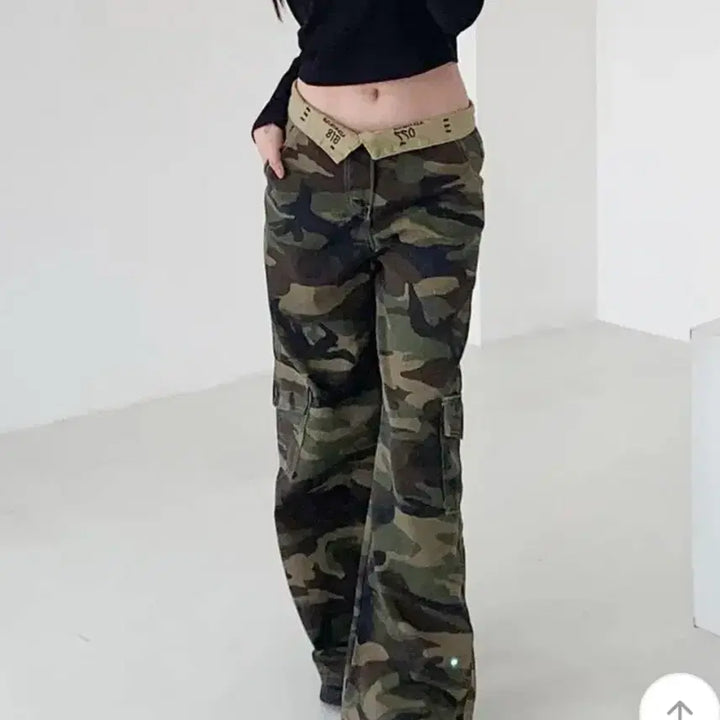 [BUNJANG] Military Camo Y2K Wide Cargo Pants / 에이블리 밀리터리 카모 y2k 배색 와이드 카고팬츠