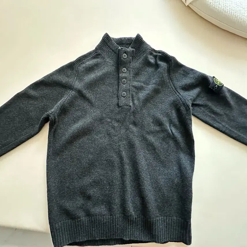 [BUNJANG] Stone Island High Neck Half Button Lambswool Knit (XL) / 스톤아일랜드 하이넥 하프 버튼 램스울니트(XL)