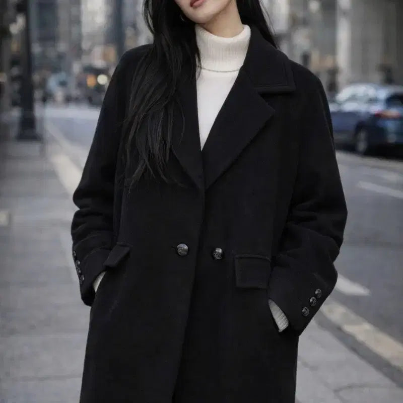 [BUNJANG] DAFFO Black Wool Coat (M) / A급/77~88 DAFFO 블랙 모 코트 M