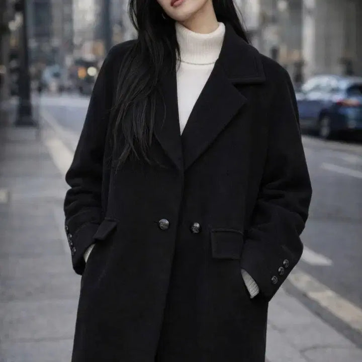 [BUNJANG] DAFFO Black Wool Coat (M) / A급/77~88 DAFFO 블랙 모 코트 M