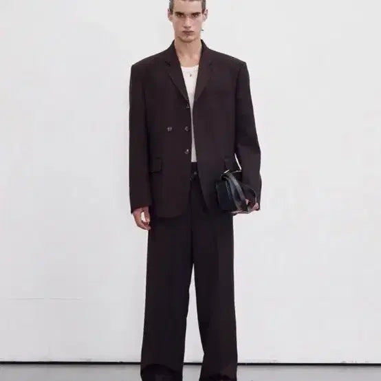 [BUNJANG] Vintage Virgin Wool Striped Brown Jacket S / 23fw 빈티지 버진울 스트라이프 브라운 자켓 S 팝니다