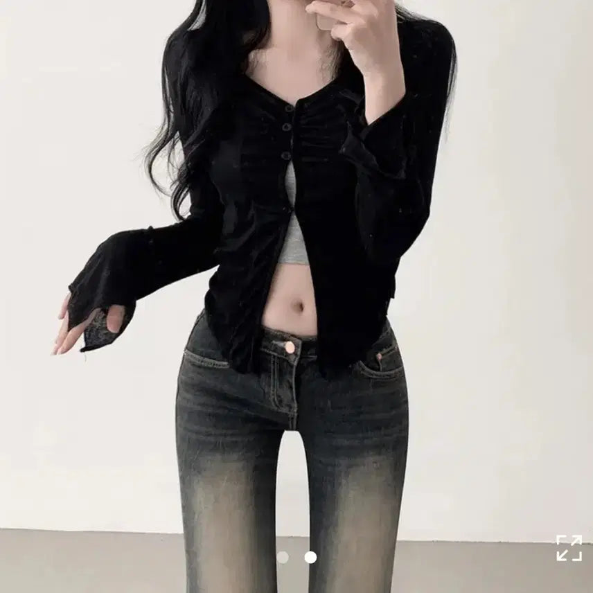 [BUNJANG] Ably Slim Line See-through Cardigan Knit / 에이블리 슬림 라인 시스루 가디건 니트