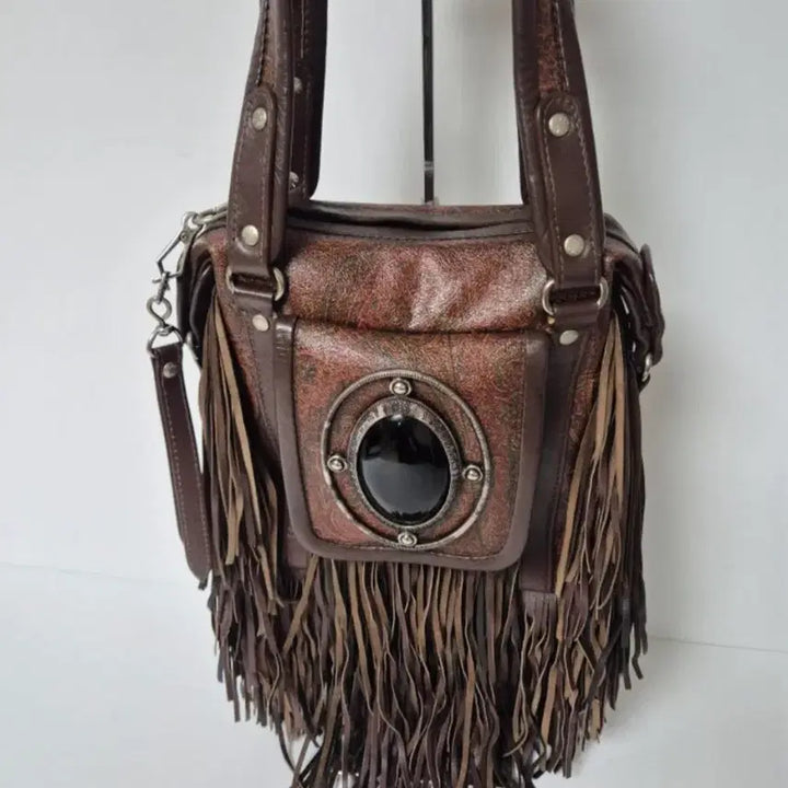 [BUNJANG] Etro Brown Pattern Fringe Shoulder Bag / 에트로 브라운 패턴 프린지 장식 가방