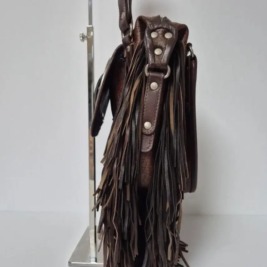 [BUNJANG] Etro Brown Pattern Fringe Shoulder Bag / 에트로 브라운 패턴 프린지 장식 가방