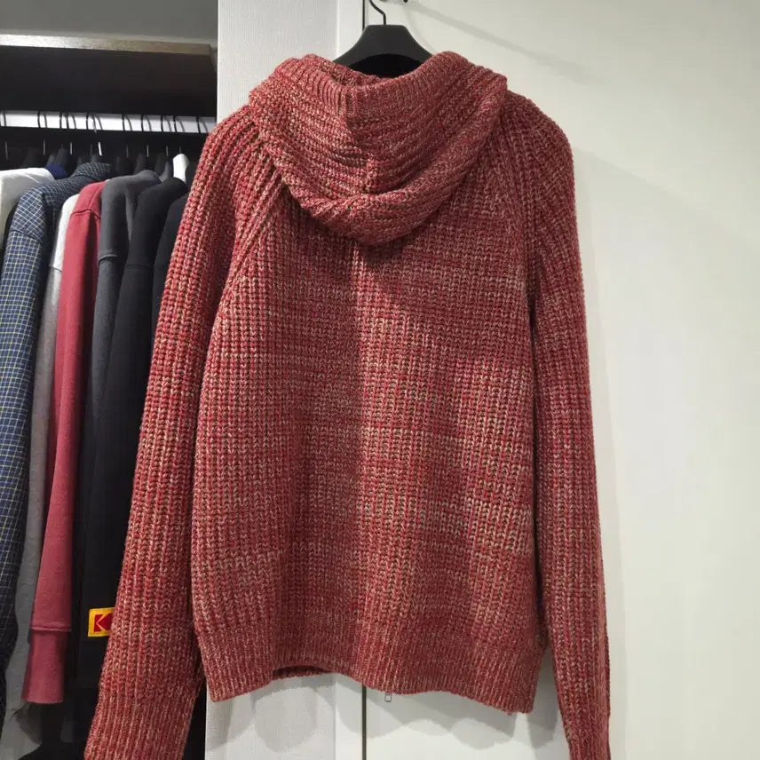 [BUNJANG] Afterpray Intarsia Hoodie Zip-up Knit Red S / 애프터프레이 인타르시아 후디 집업 니트 레드 S