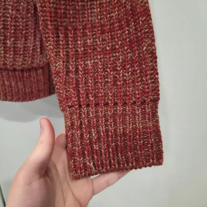 [BUNJANG] Afterpray Intarsia Hoodie Zip-up Knit Red S / 애프터프레이 인타르시아 후디 집업 니트 레드 S