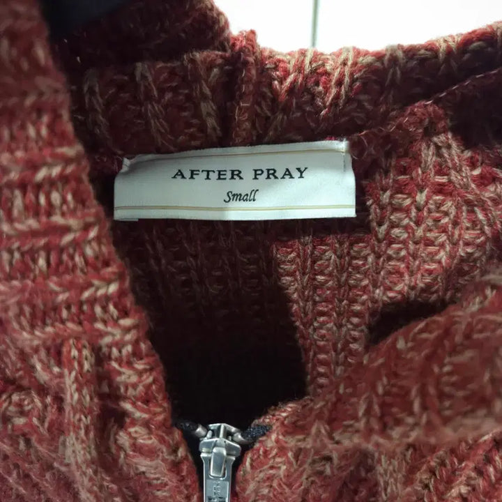 [BUNJANG] Afterpray Intarsia Hoodie Zip-up Knit Red S / 애프터프레이 인타르시아 후디 집업 니트 레드 S