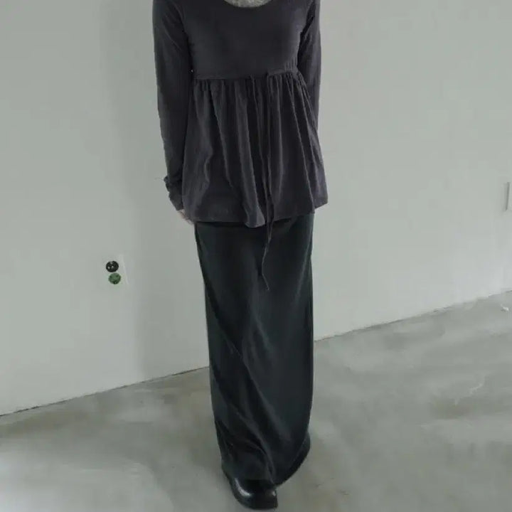 [BUNJANG] Aftermonday Maxi Jersey Fleece Long Skirt / 에프터먼데이 맥시 져지 플리스 스커트 챠콜/롱스커트/롱치마