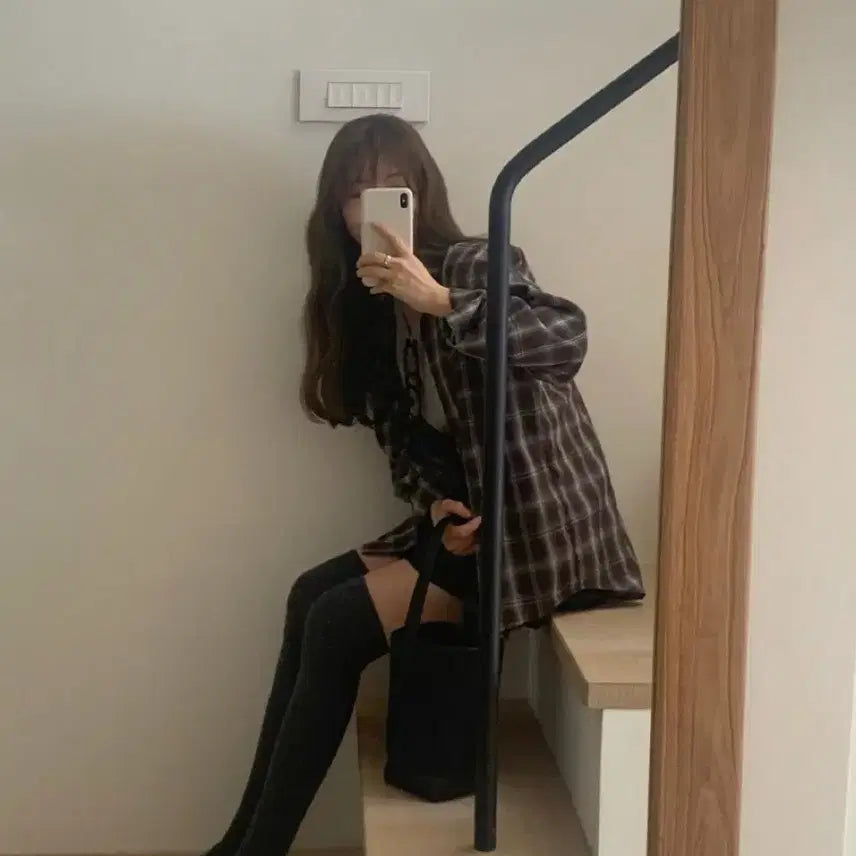 [BUNJANG] Brown Checkered Shirt / 브라운 체크 셔츠